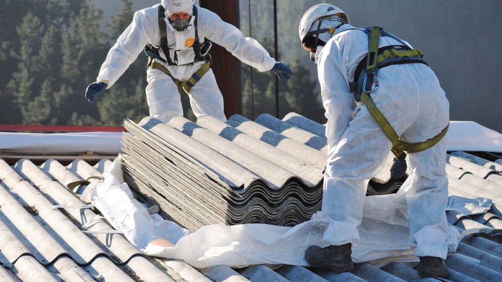 Comparison of roof before and after asbestos treatment